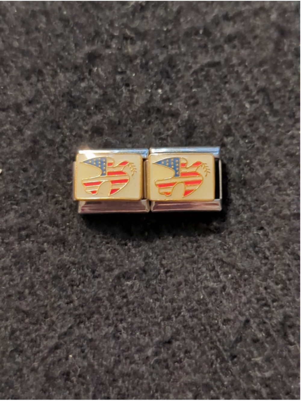 Vintage D'linQ American Flag Peace Dove 9mm Italian Charm Bracelet Charms - 2